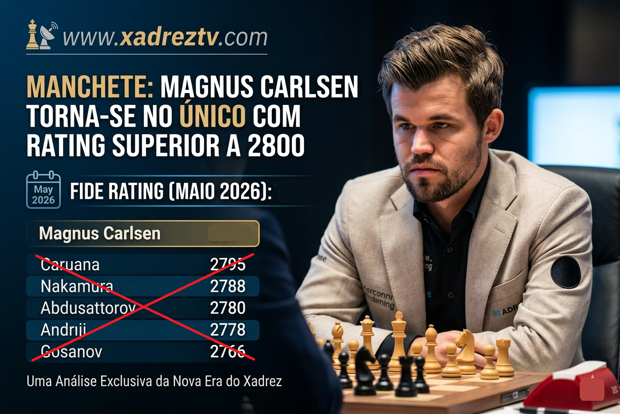 Ranking FIDE de Maio de 2026: Magnus Carlsen torna-se no único com Rating superior a 2800